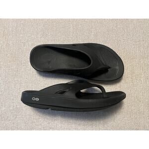OOFOS Original Recovery Flip Flop Sandals Unisex Black Men's 10 / Women's 12